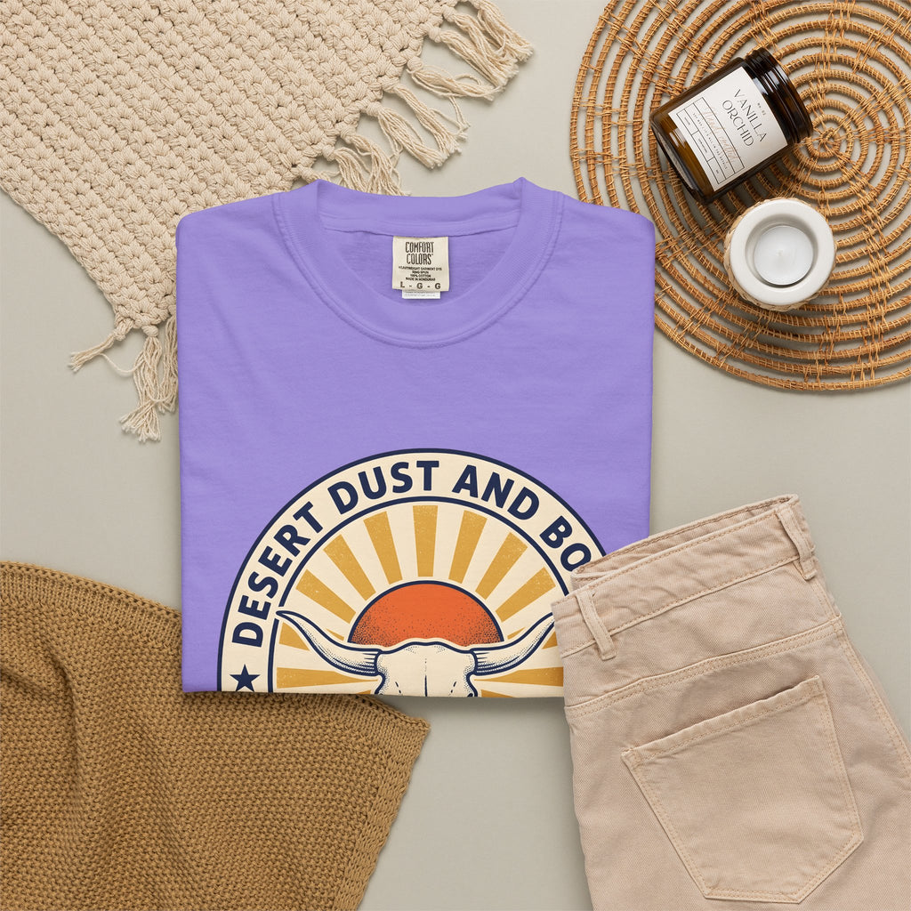 Steer Skull Cowgirl Hippie Gift Retro Bull Skull Cowboy Fan Vintage Bohemian Rustic Dusk T-Shirt