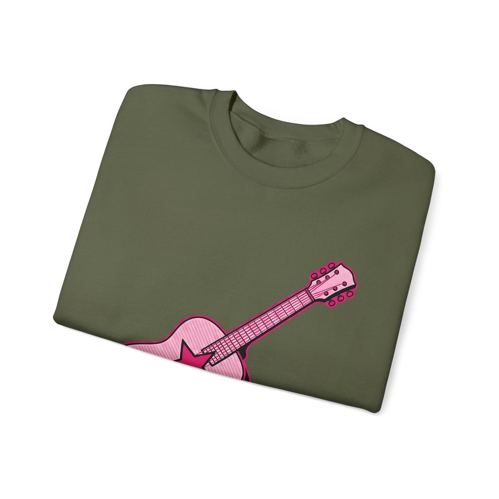 Pink Electric Guitar Sweatshirt Cowgirl Instruments Gift Women Cartoon Sweatshirt Guitar Sweatshirt Cowboy Fan Comic Sweatshirt Music Graphic Vintage Star