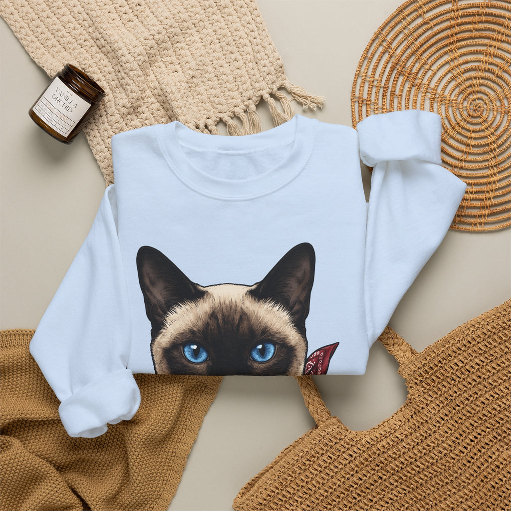 Siamese Cat Sweatshirt Cat Pet Gift Women Realistic Sweatshirt Siamese Sweatshirt Cat Fan Feline Sweatshirt Pet Graphic Vintage Bandana Sweatshirt