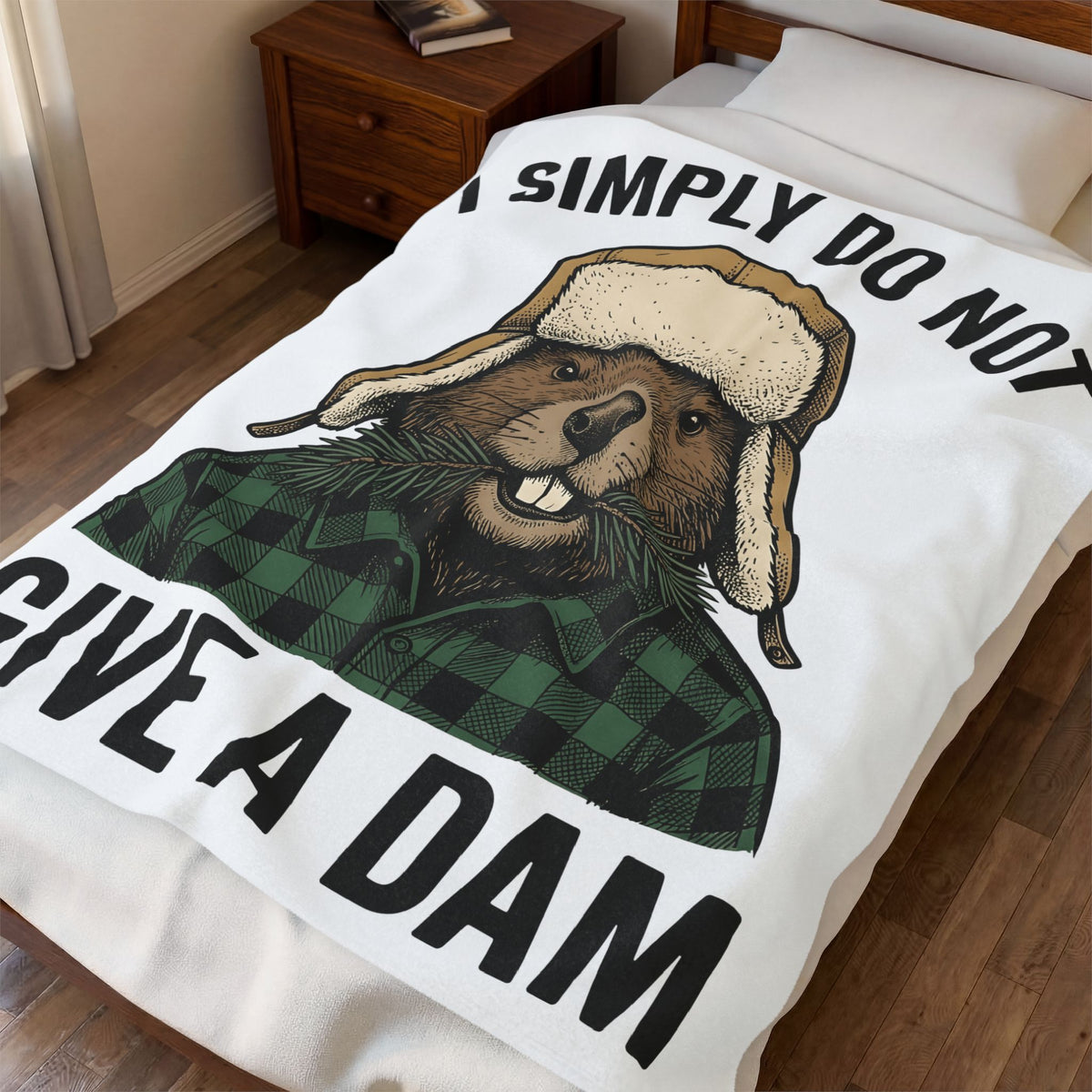 Beaver Woodsman Blanket Funny Wildlife Gift Women Comic Blanket Beaver Blanket Humor Fan Cartoon Blanket Animal Graphic Retro Checkered Blanket