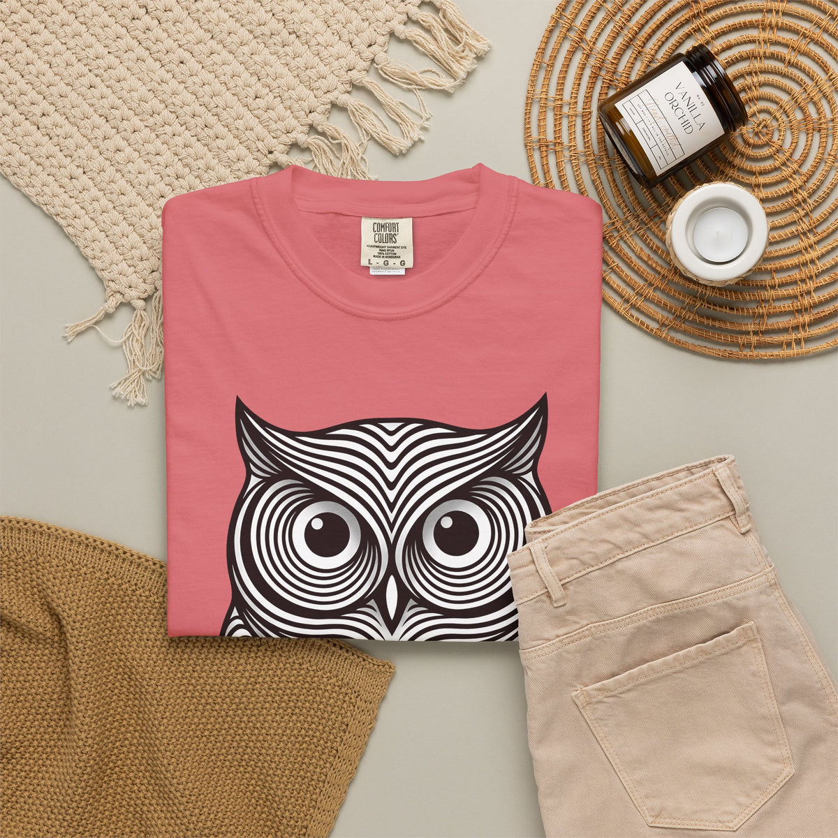 Owl Art T-Shirt Animal Wildlife Gift Women Abstract T-Shirt Hoot T-Shirt Animal Fan Nature Graphic T-Shirt Flat Motif T-Shirt