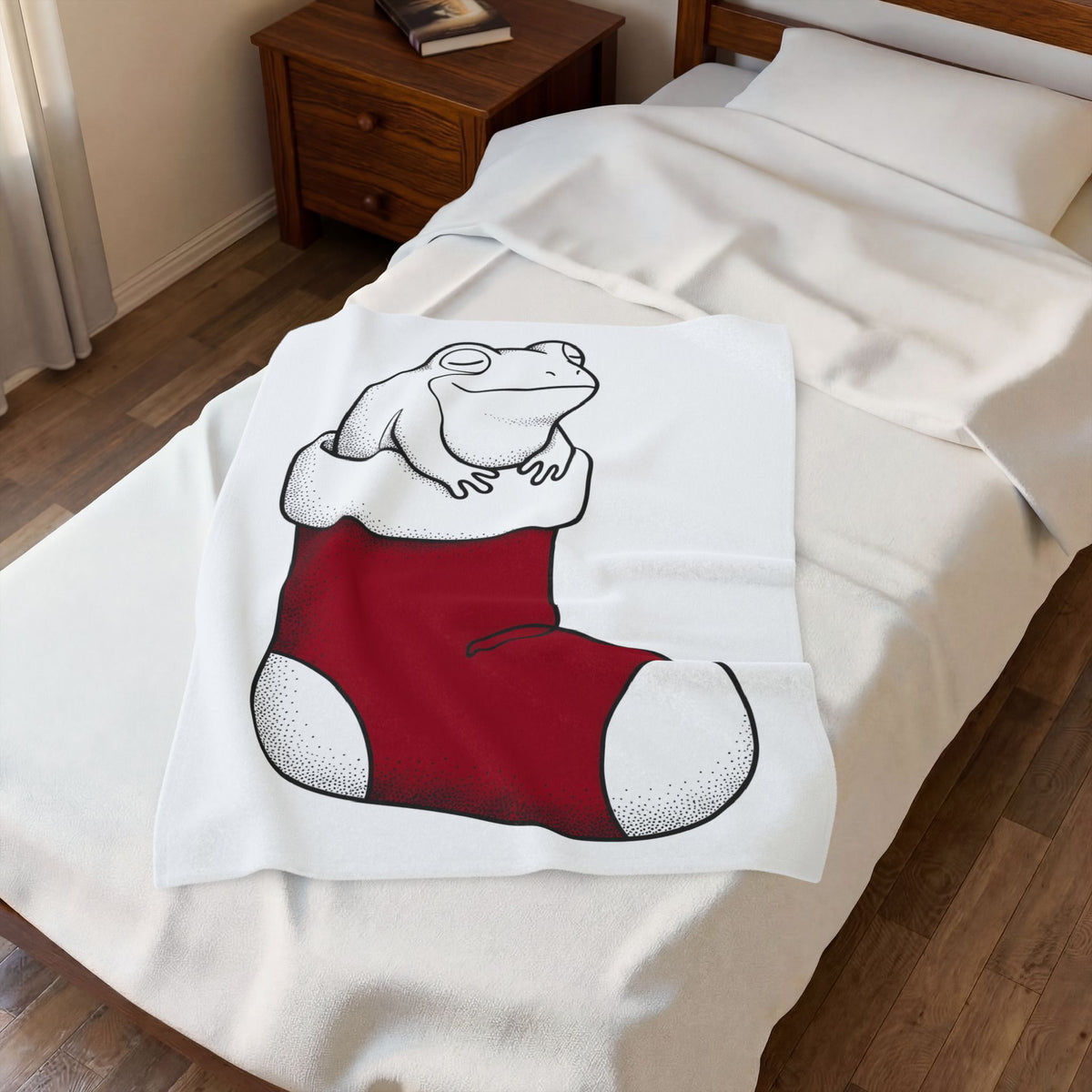 Frog Holiday Sock Blanket Christmas Pet Gift Women Modern Blanket Toad Blanket Xmas Fan Holiday Blanket Animal Graphic Doodle Xmas Stocking Blanket