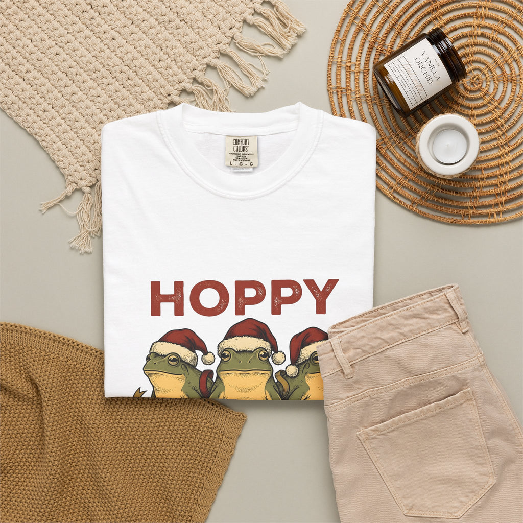 Frog Holiday Hats Christmas Wildlife Gift Cartoon Toad Xmas Fan Toad Animal Line Sash T-Shirt