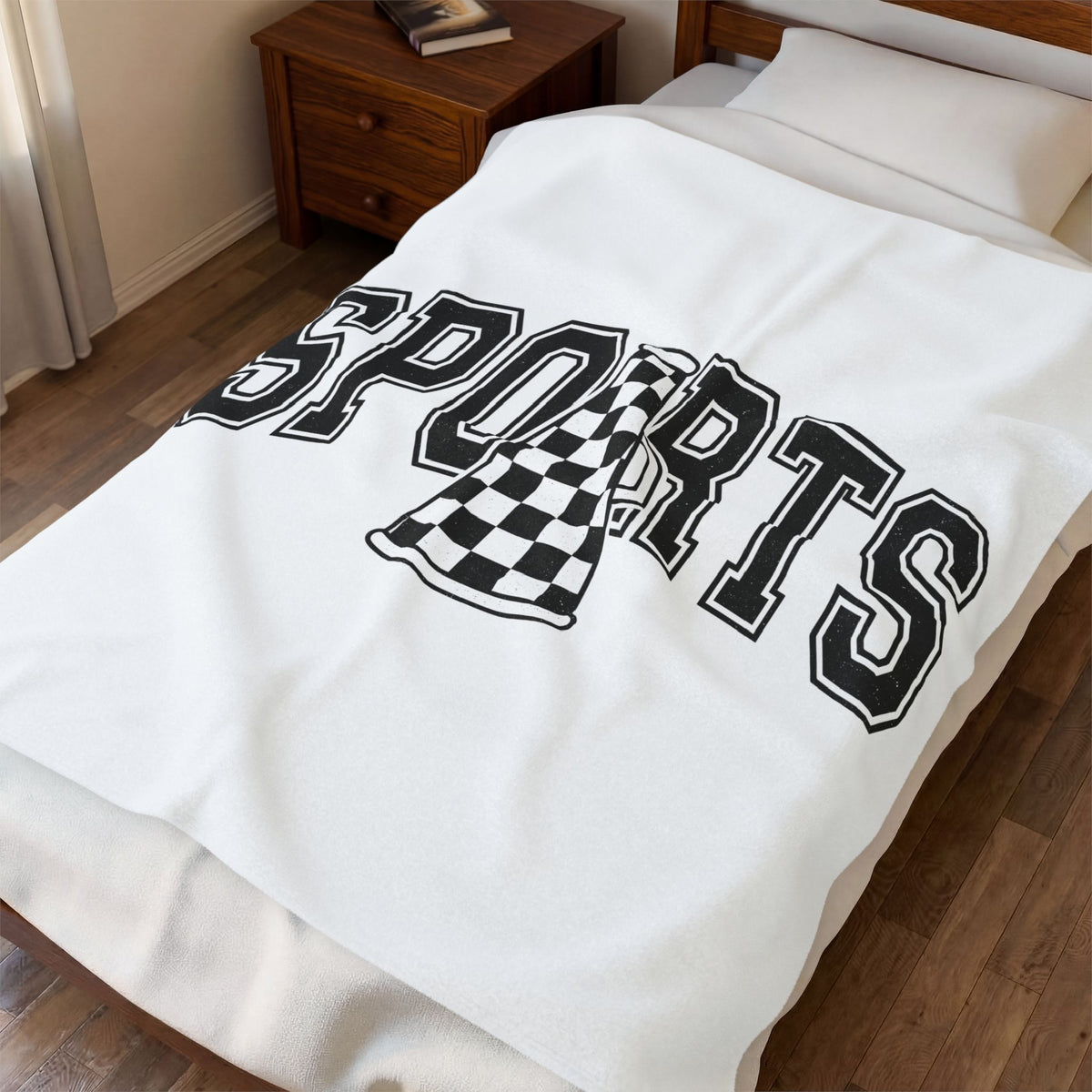 Checkered Megaphone Blanket Mom Sports Gift Women Varsity Blanket Loudspeaker Blanket Mother Fan Letterman Blanket Athlete Graphic Vintage Bold