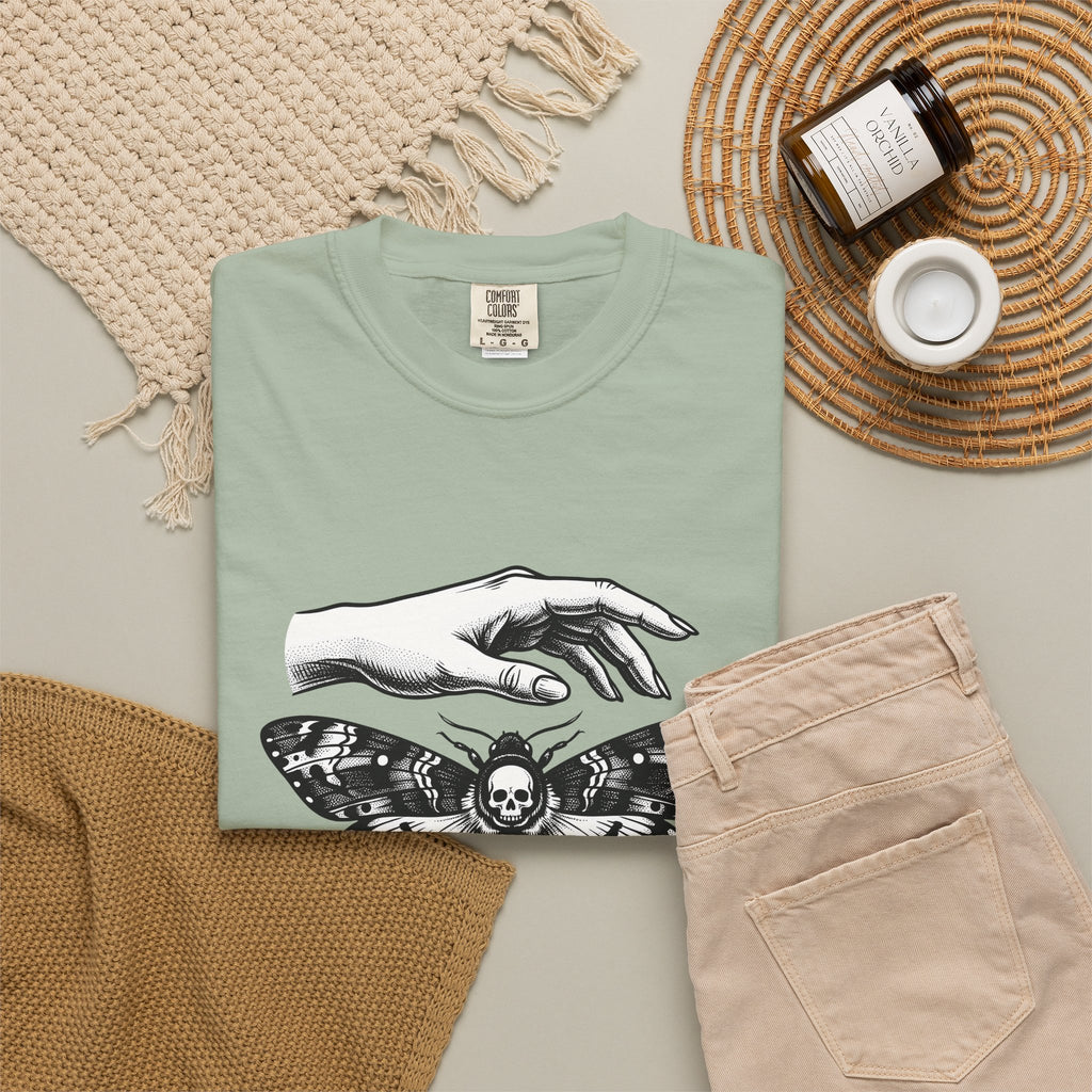 Skeleton Moth T-Shirt Boho Chic Dark Fashion Gift Women Traditional Tattoo T-Shirt Moth T-Shirt Bohemian Fan Sailor T-Shirt Gothic Graphic Antique