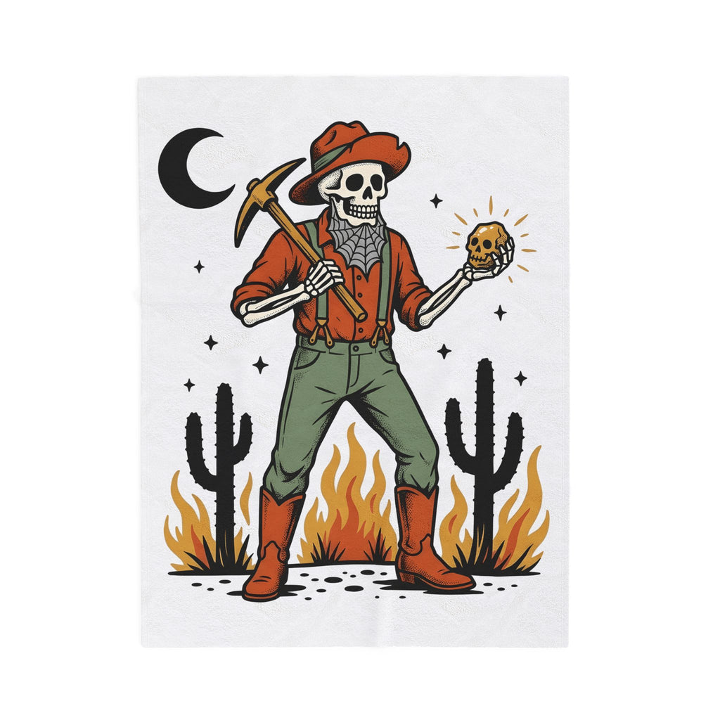 Skull Cowboy Blanket Halloween Cowboy Gift Women Rustic Blanket Sugar Skull Blanket Horror Fan Vintage Blanket Rodeo Graphic Old School Desert
