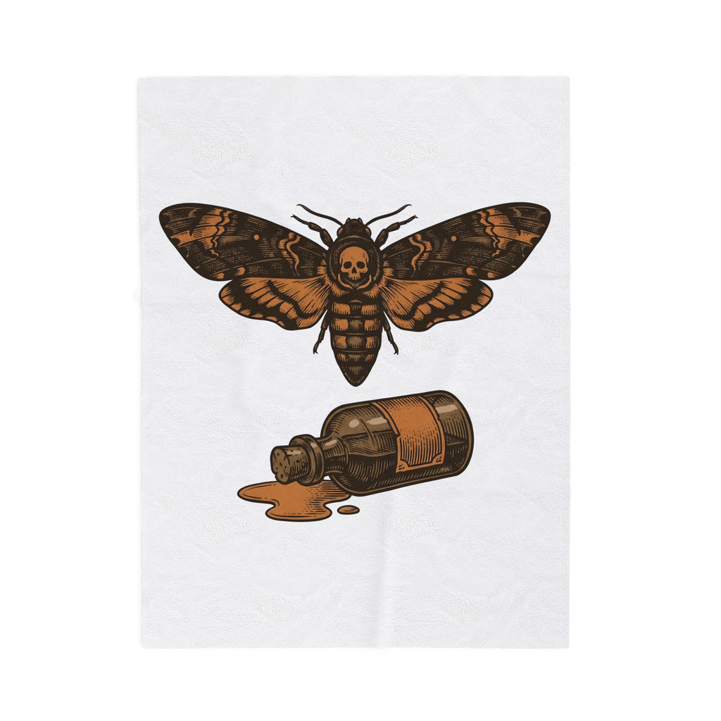 Skeleton Moth Blanket Halloween Mysticism Gift Women Retro Blanket Moth Blanket Horror Fan Gothic Blanket Occult Graphic Dark Magic Jar Blanket
