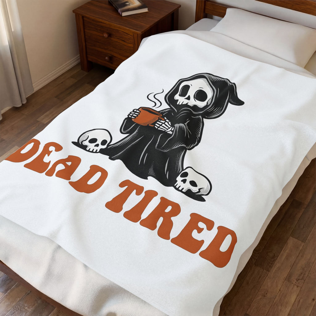 Reaper Skull Blanket Halloween Latte Gift Women Retro Blanket Grim Reaper Blanket Horror Fan Grunge Blanket Coffee Graphic Vintage Blanket Blanket