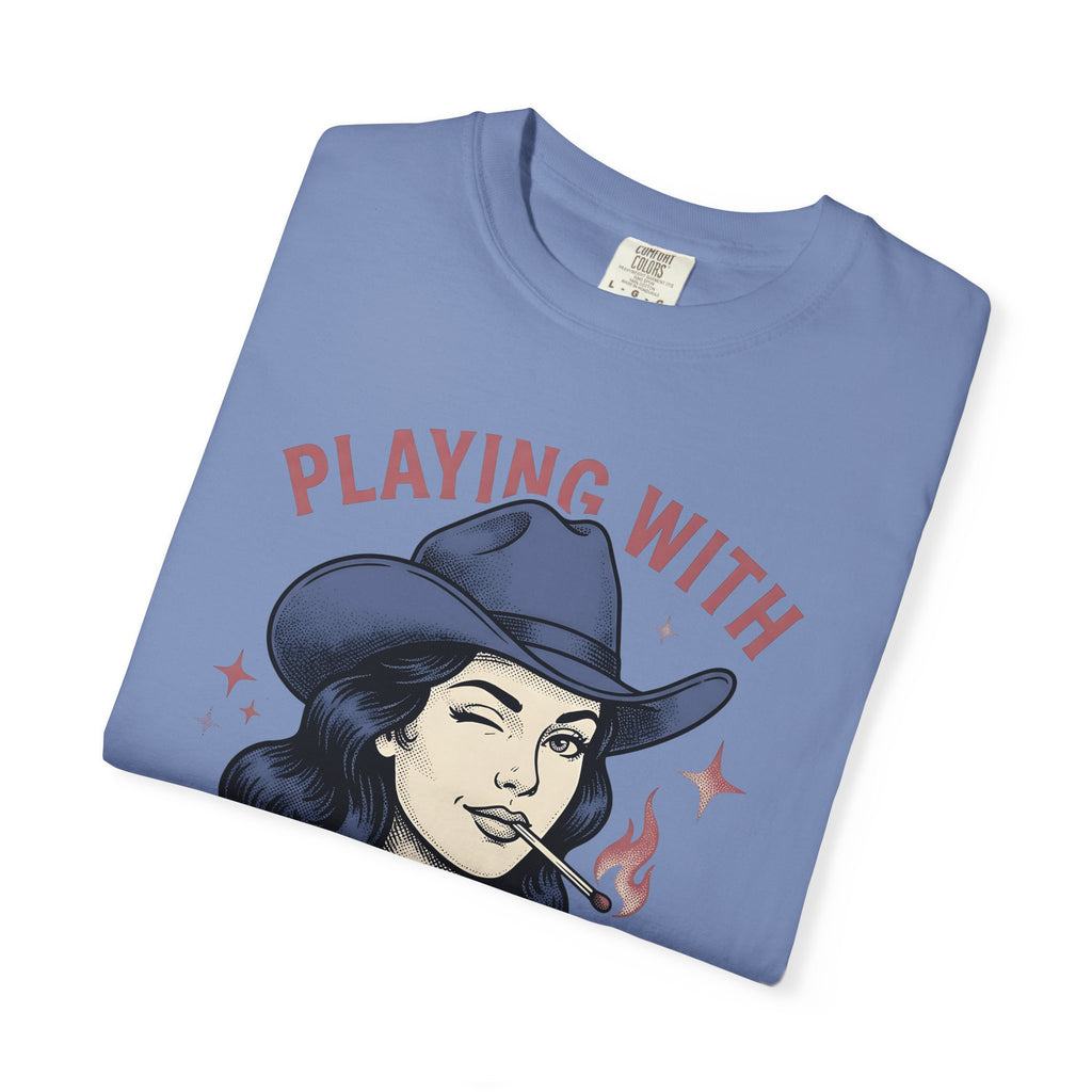 Cowgirl Portrait Cowgirl Western Gift Vintage Cowboy Rodeo Fan Rustic Retro Matchstick T-Shirt