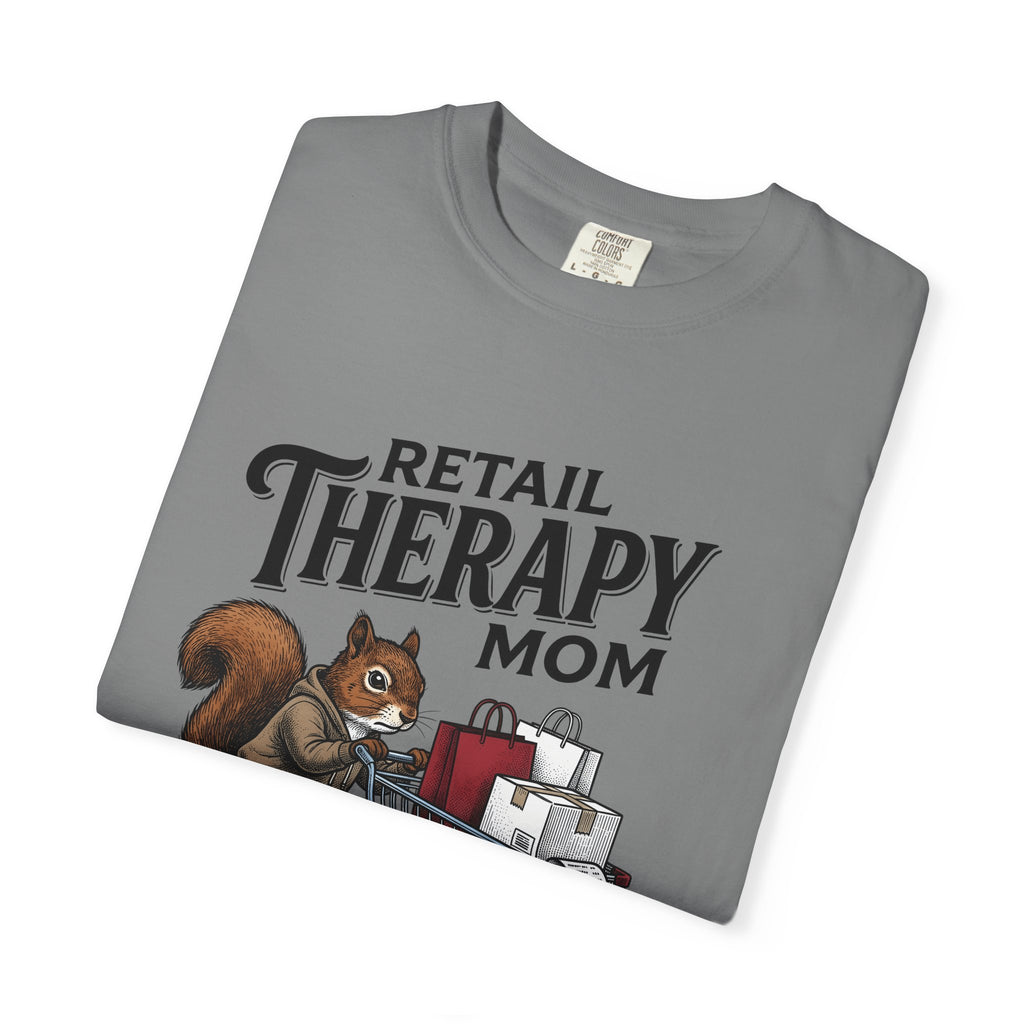Squirrel Cart T-Shirt Moms Retail Gift Women Hand Drawn T-Shirt Shopping Cart T-Shirt Motherhood Fan Store Graphic Retail Design Line Art Tote