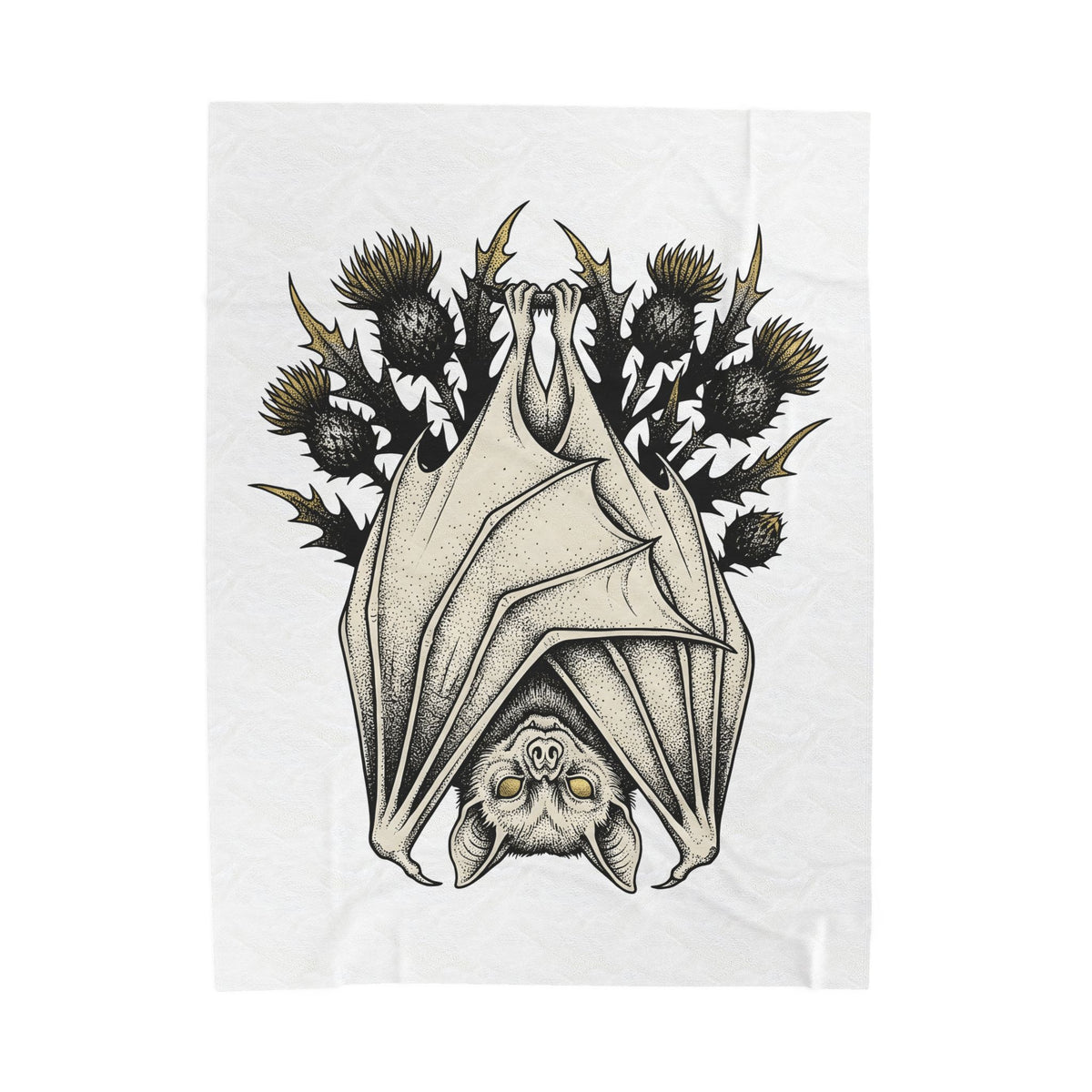 Bat Design Blanket Halloween Greenery Gift Women Macabre Blanket Bat Blanket Horror Fan Dark Blanket Foliage Graphic Sketch Bloom Blanket