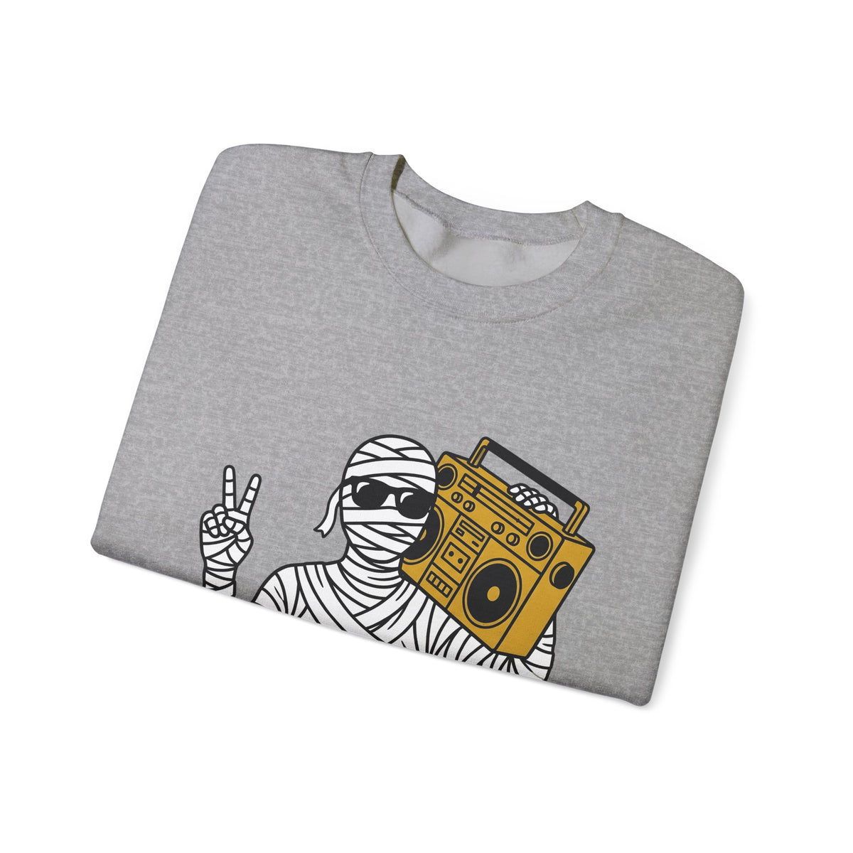 Mummy Boombox Halloween Audio Gift Sketch Wrapped Mummy Horror Fan Monster Drawing Old Sweatshirt