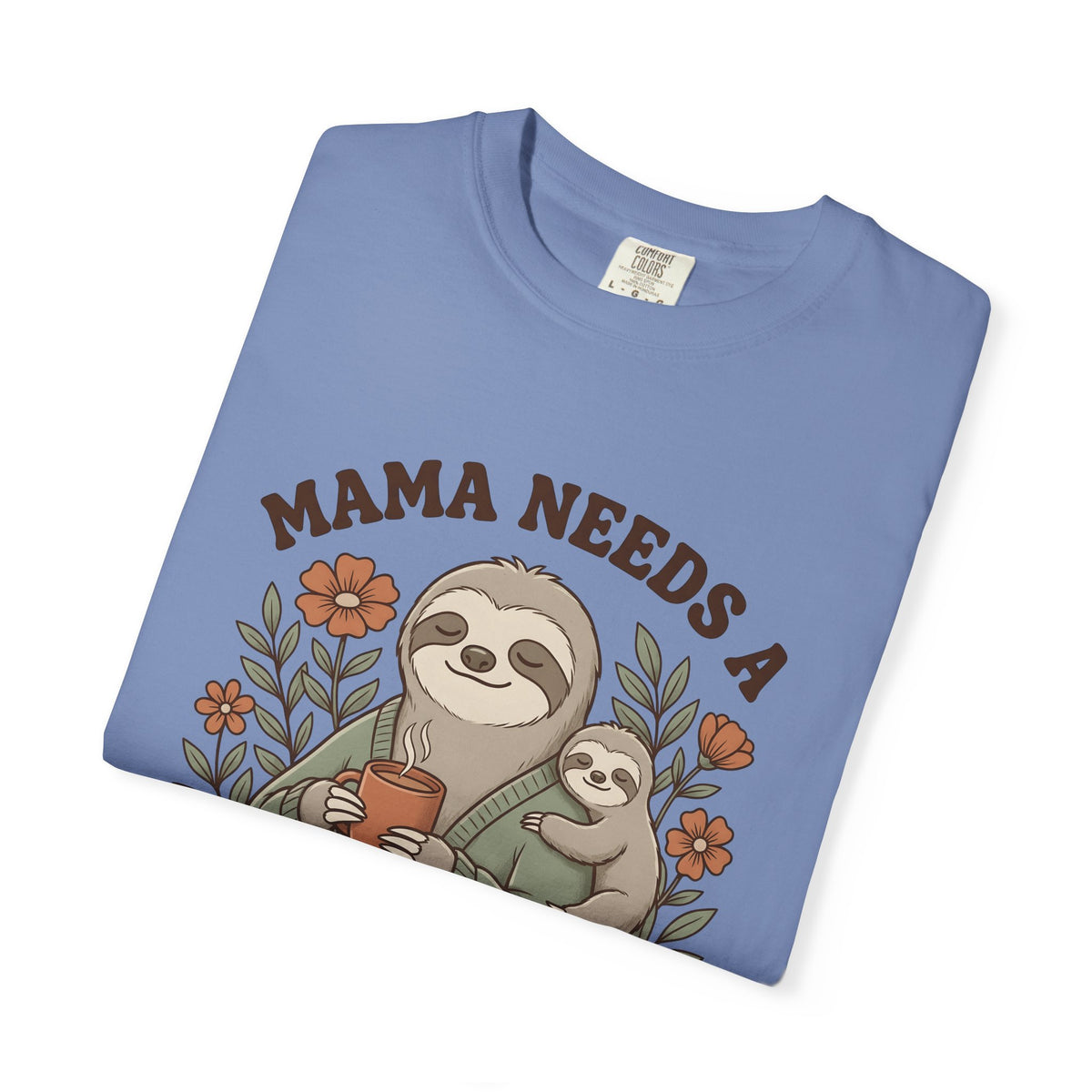 Sloth Mother Moms Espresso Gift Kawaii Sloth Mom Enthusiast Cute Coffee Sketch Blossoms T-Shirt