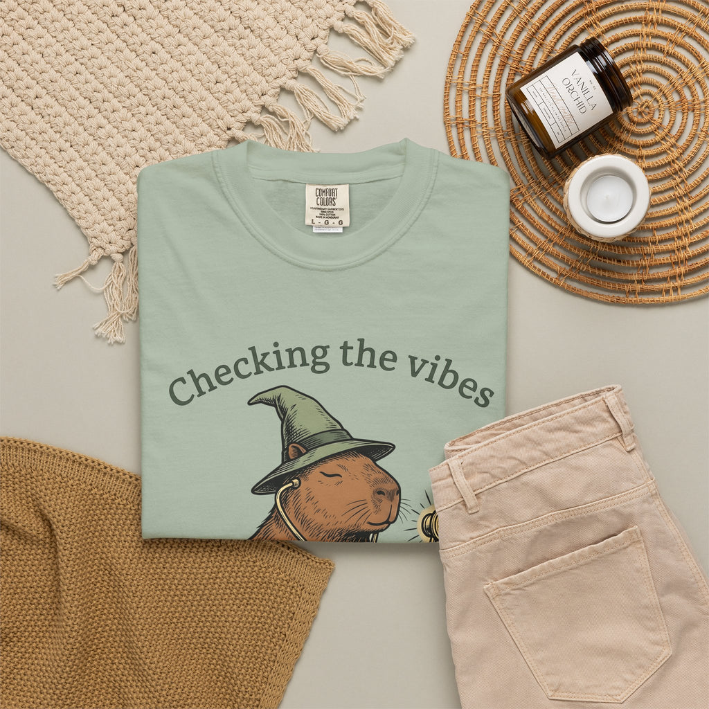 Capybara Warlock T-Shirt Nurses Critter Gift Women Illustrated T-Shirt Rodent T-Shirt Nurse Enthusiast Cartoon T-Shirt Animal Graphic Line Art