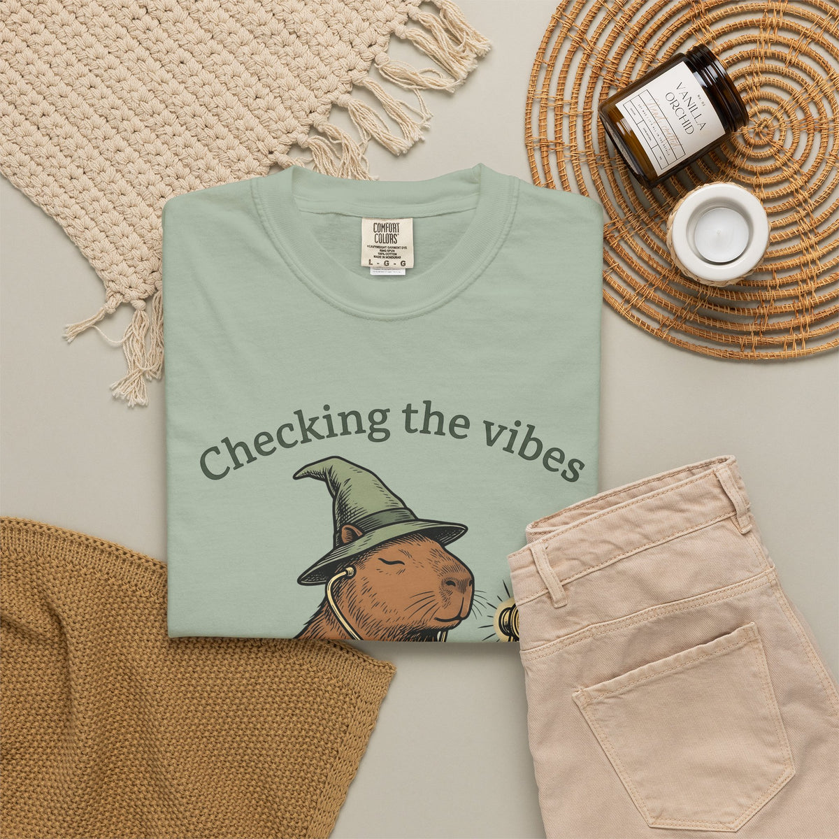 Capybara Warlock T-Shirt Nurses Critter Gift Women Illustrated T-Shirt Rodent T-Shirt Nurse Enthusiast Cartoon T-Shirt Animal Graphic Line Art