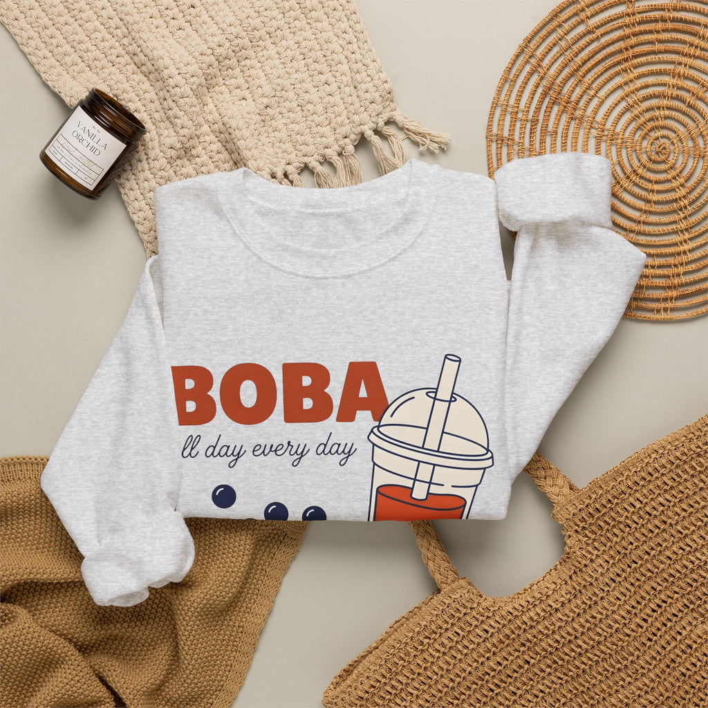 Tapioca Tea Sweatshirt Boba Dessert Gift Women Hand Drawn Sweatshirt Bubble Tea Sweatshirt Boba Fan Hand Drawn Sweatshirt Sweet Graphic Line Art Carp Sweatshirt