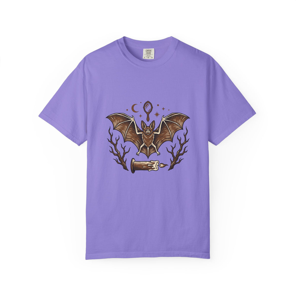 Bat Drawing T-Shirt Boho Chic Magic Gift Women Creepy T-Shirt Bat T-Shirt Bohemian Fan Spooky T-Shirt Mystical Graphic Sketch Taper Candle T-Shirt