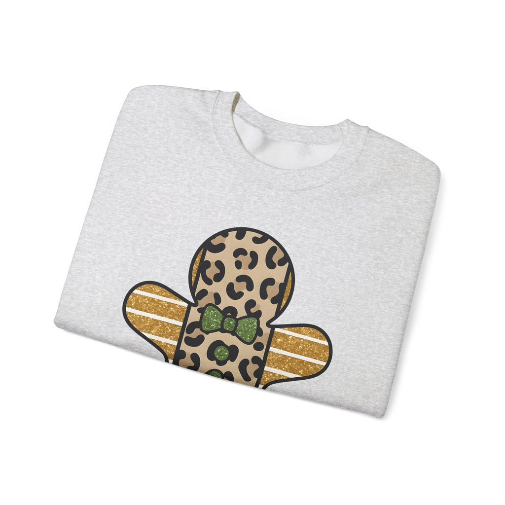 Spotted Gingerbread Animal Xmas Gift Shimmer Gingerbread Man Leopard Fan Glitter Holiday Sweatshirt