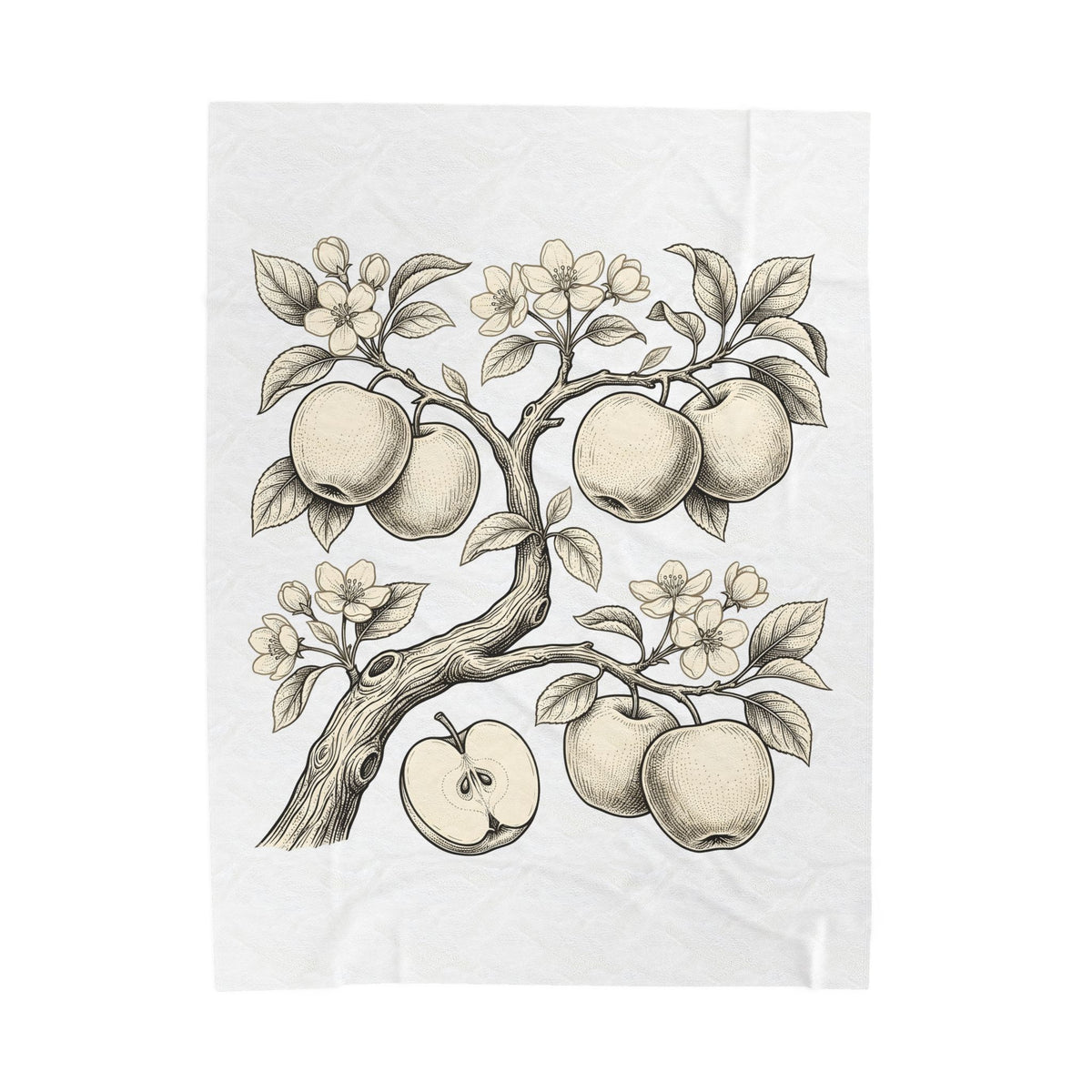 Apple Tree Blanket Cottagecore Nature Gift Women Botanical Blanket Apple Blanket Rustic Fan Floral Blanket Environmental Graphic Vintage Blossom