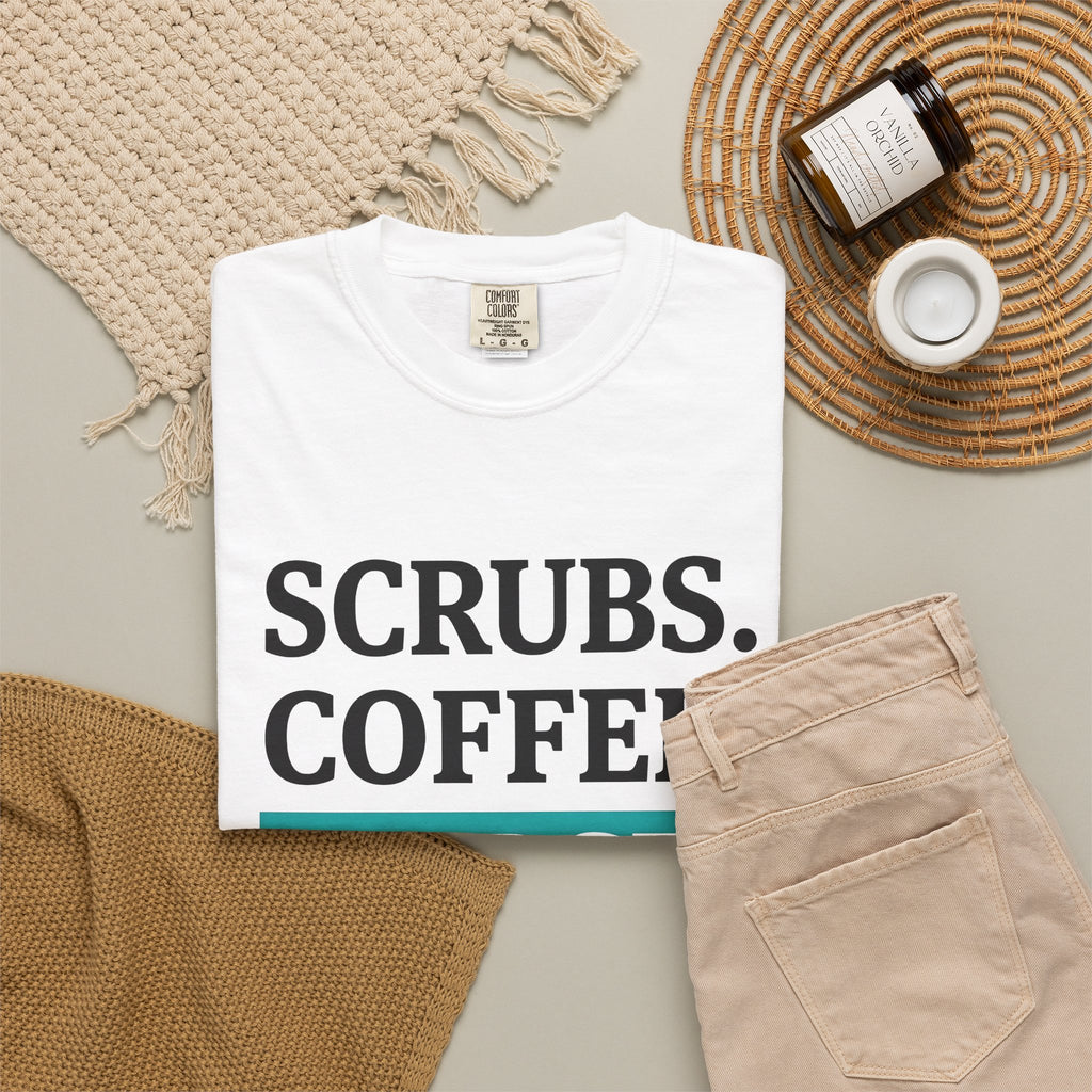 Coffee Cup T-Shirt Nurse Humor Gift Women Modern T-Shirt T-Shirt T-Shirt Rn Fan Contemporary T-Shirt Funny Graphic Minimalist Teal Highlight T-Shirt