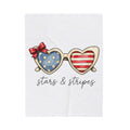 Heart Glasses Blanket 4th Of July Independence Gift Women Gouache Blanket Specs Blanket Patriotic Fan Handpainted Blanket Freedom Graphic Line Art