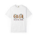 Festive Ornaments T-Shirt Christmas Event Gift Women Line Art T-Shirt Baubles T-Shirt Xmas Fan Illustration Graphic T-Shirt Hand Painted Pine