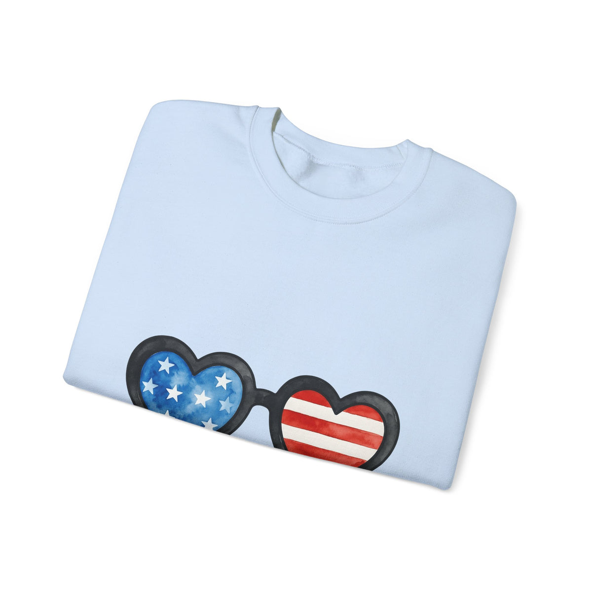 Heart Sunglasses Sweatshirt 4th Of July Patriotic Gift Women Watercolor Sweatshirt Shades Sweatshirt Independence Day Fan Painted Sweatshirt American Graphic