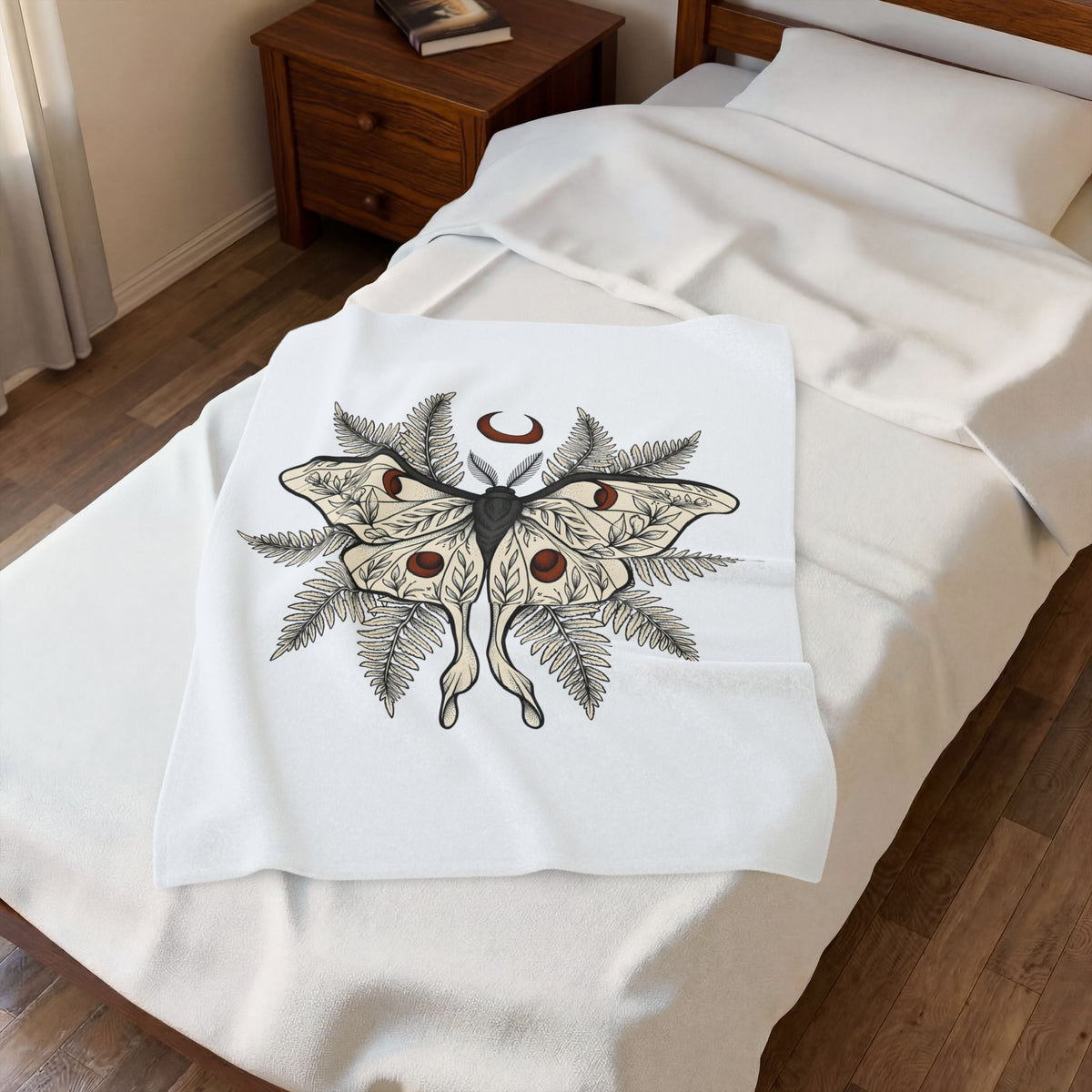 Luna Moth Blanket Boho Chic Nature Gift Women Botanical Blanket Actias Luna Blanket Hippie Fan Botanical Illustration Blanket Environmental Graphic