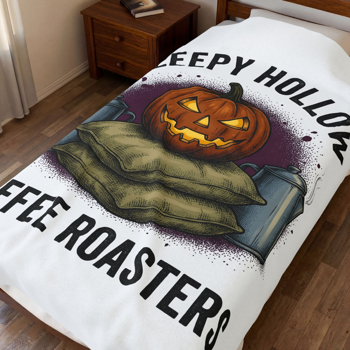 Pumpkin Mocha Blanket Halloween Cappuccino Gift Women Line Art Blanket Mocha Blanket Horror Fan Minimalist Blanket Coffee Graphic Rustic Coffee