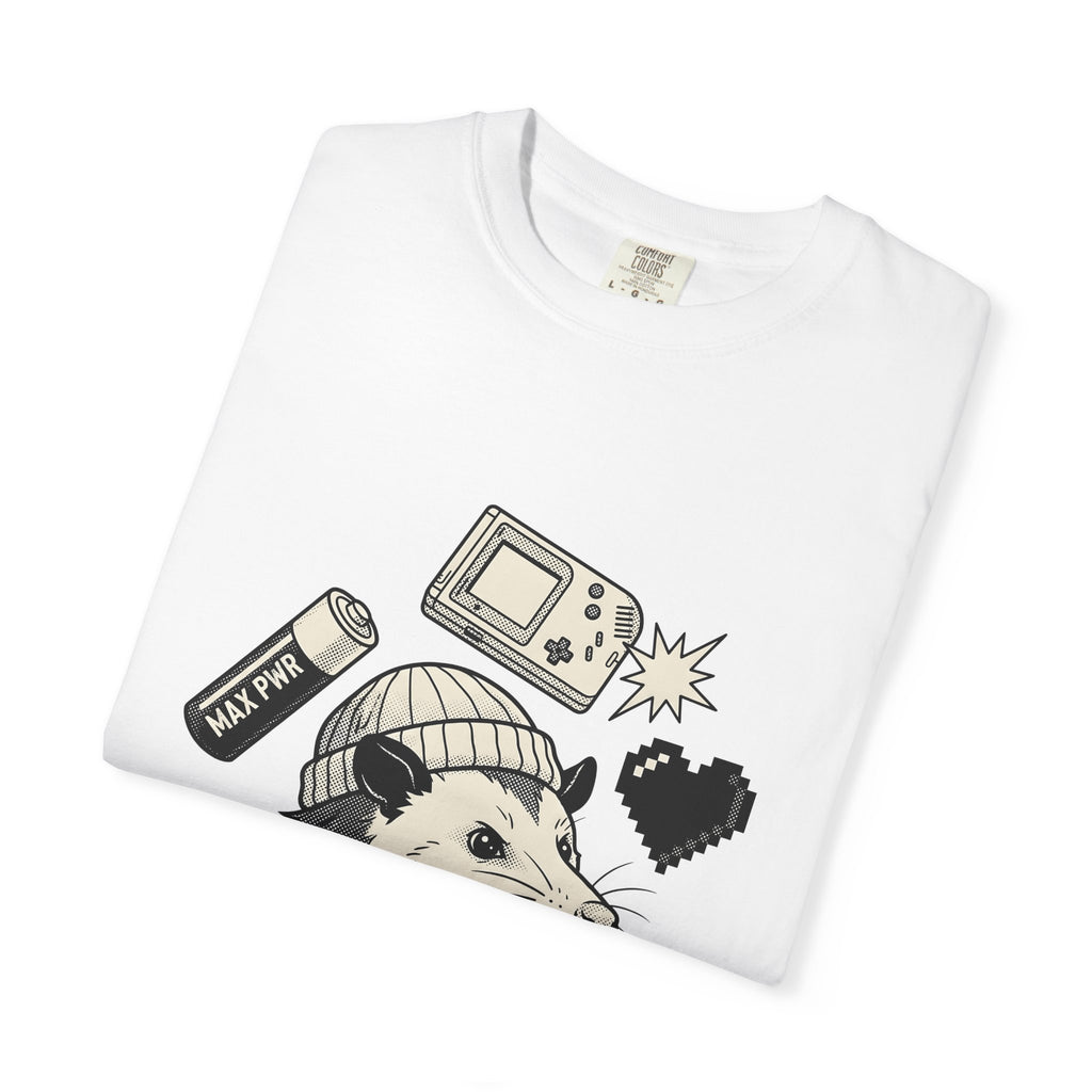 Possum Beanie T-Shirt Funny Gaming Gift Women Comic T-Shirt Opossum T-Shirt Humor Fan Cartoon T-Shirt Gamer Graphic Vintage Retro Game Console