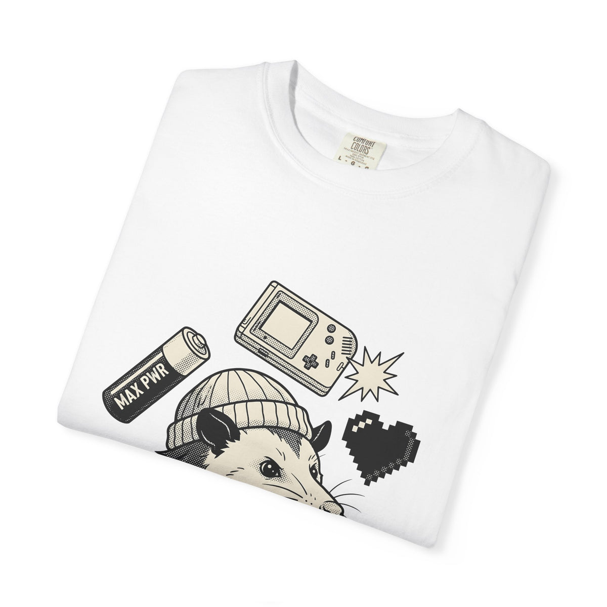 Possum Beanie T-Shirt Funny Gaming Gift Women Comic T-Shirt Opossum T-Shirt Humor Fan Cartoon T-Shirt Gamer Graphic Vintage Retro Game Console