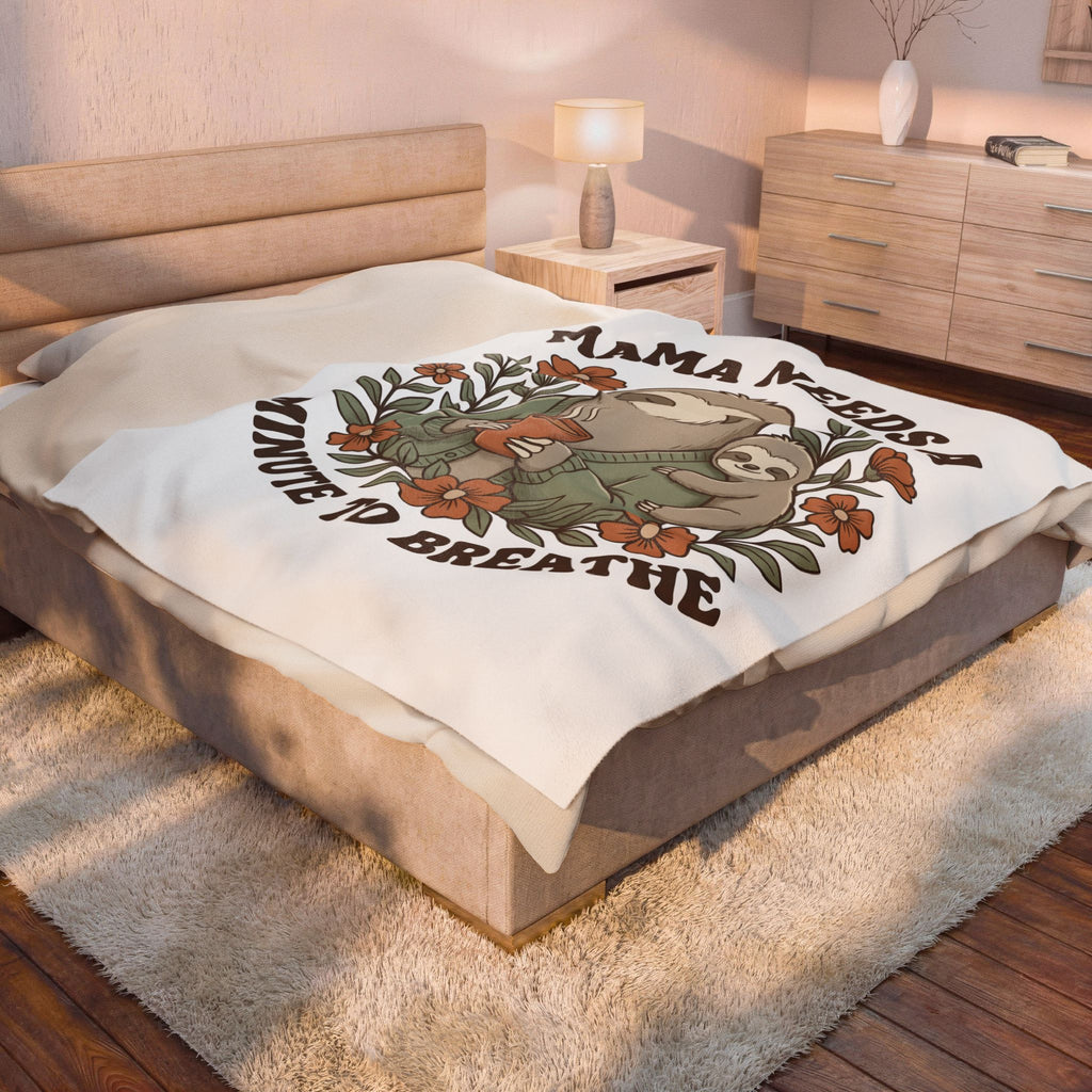 Sloth Mother Moms Espresso Gift Kawaii Sloth Mom Enthusiast Cute Coffee Sketch Blossoms Blanket
