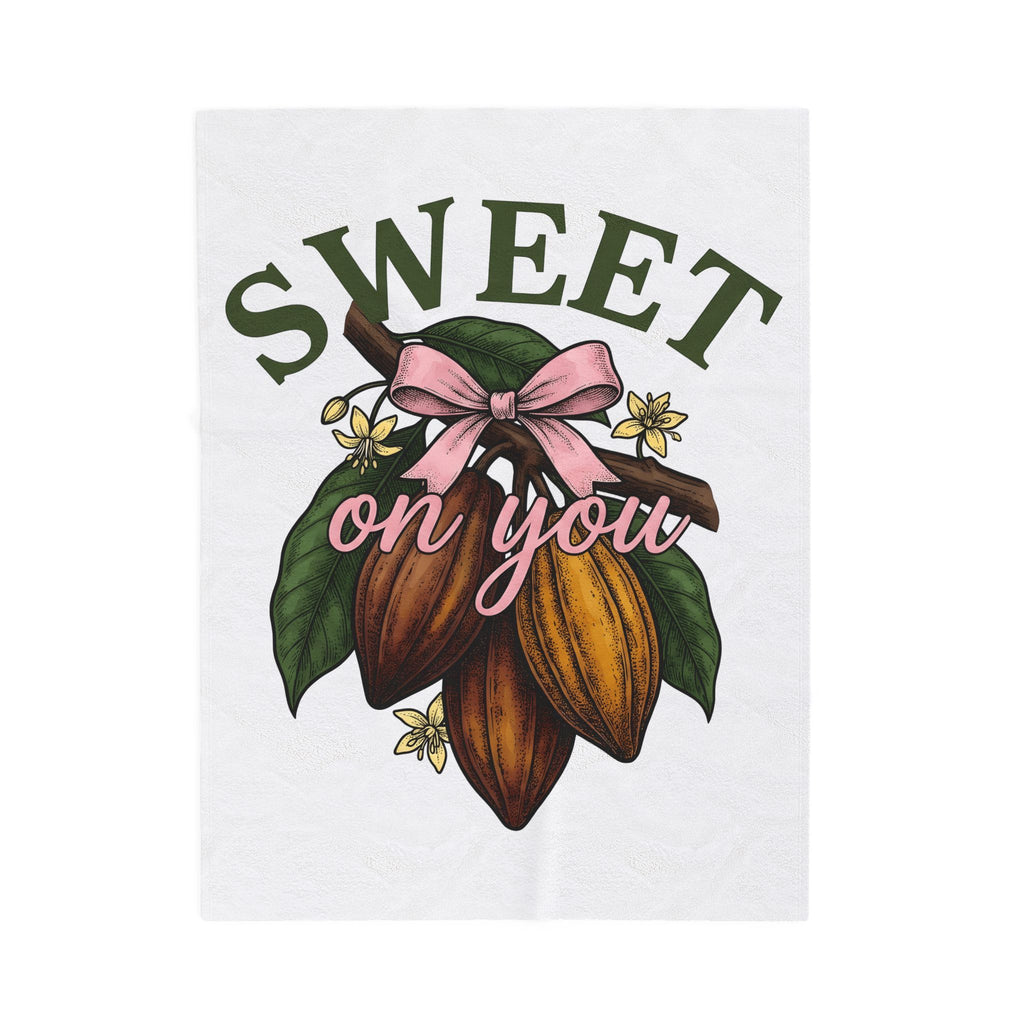 Cocoa Pods Blanket Desserts Chocolate Gift Women Vintage Blanket Cacao Pods Blanket Pastry Fan Retro Blanket Chocolate Bar Graphic Hand Drawn Pink