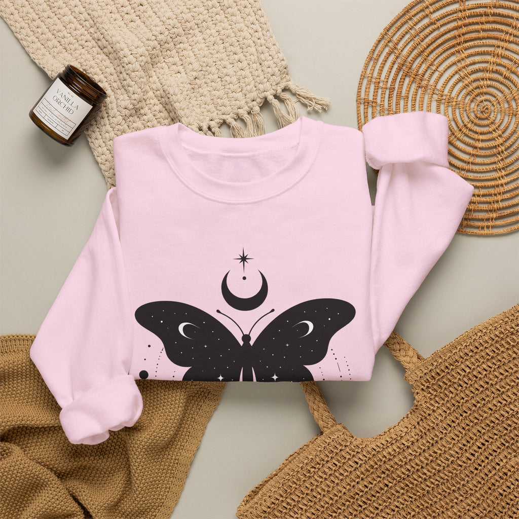 Butterfly Stone Sweatshirt Boho Chic Supernatural Gift Women Mystical Sweatshirt Rock Sweatshirt Bohemian Fan Magical Sweatshirt Occult Graphic Sleek Lunar