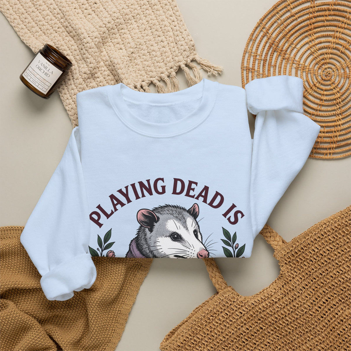 Possum Possum Critter Gift Line Opossum Possum Fan Drawing Old Fashioned Flower Bouquet Sweatshirt