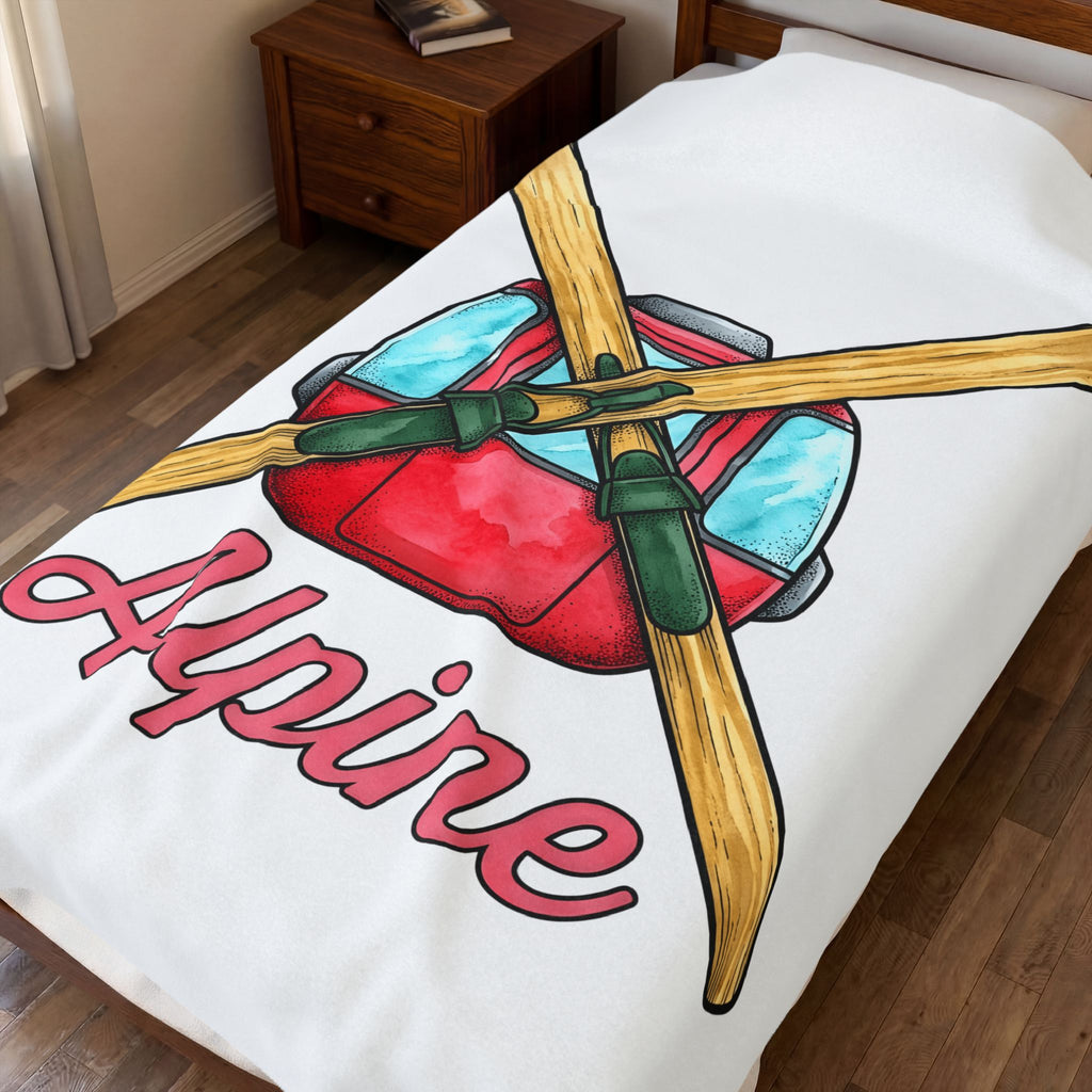 Ski Chair Blanket Skiing Travel Gift Women Hand Painted Blanket Chairlift Blanket Skier Enthusiast Painted Blanket Adventure Graphic Retro Crossed