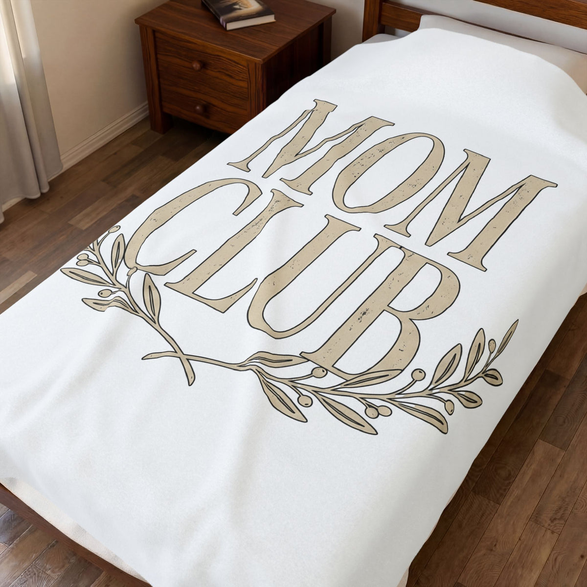 Floral Print Blanket Moms Kin Gift Women Classic Blanket Flower Blanket Motherhood Fan Vintage Blanket Family Graphic Outline Greenery Stems Blanket