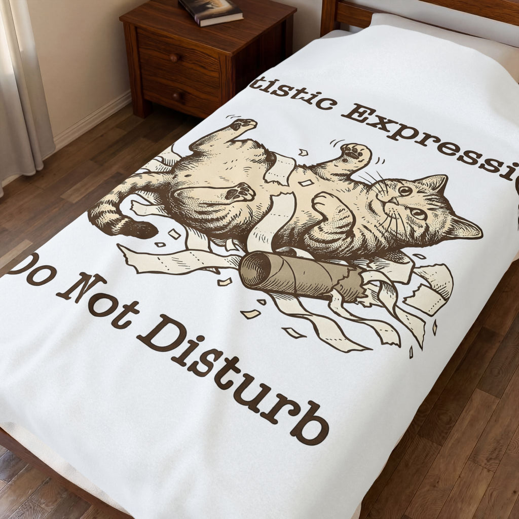 Funny Cat Blanket Cat Joke Gift Women Cartoon Blanket Kitten Blanket Feline Fan Cartoonish Blanket Pun Graphic Hand Drawn Paper Towel Blanket