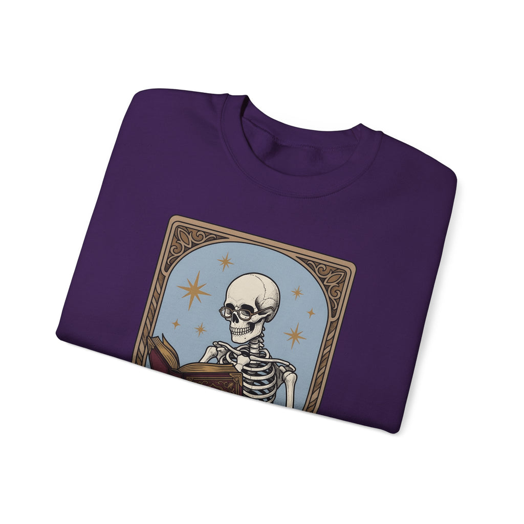 Skeleton Reading Book Sweatshirt Gothic Academic Gift Women Vintage Sweatshirt Skeleton Sweatshirt Dark Fan Retro Sweatshirt Scholar Graphic Tarot Coffee Cup