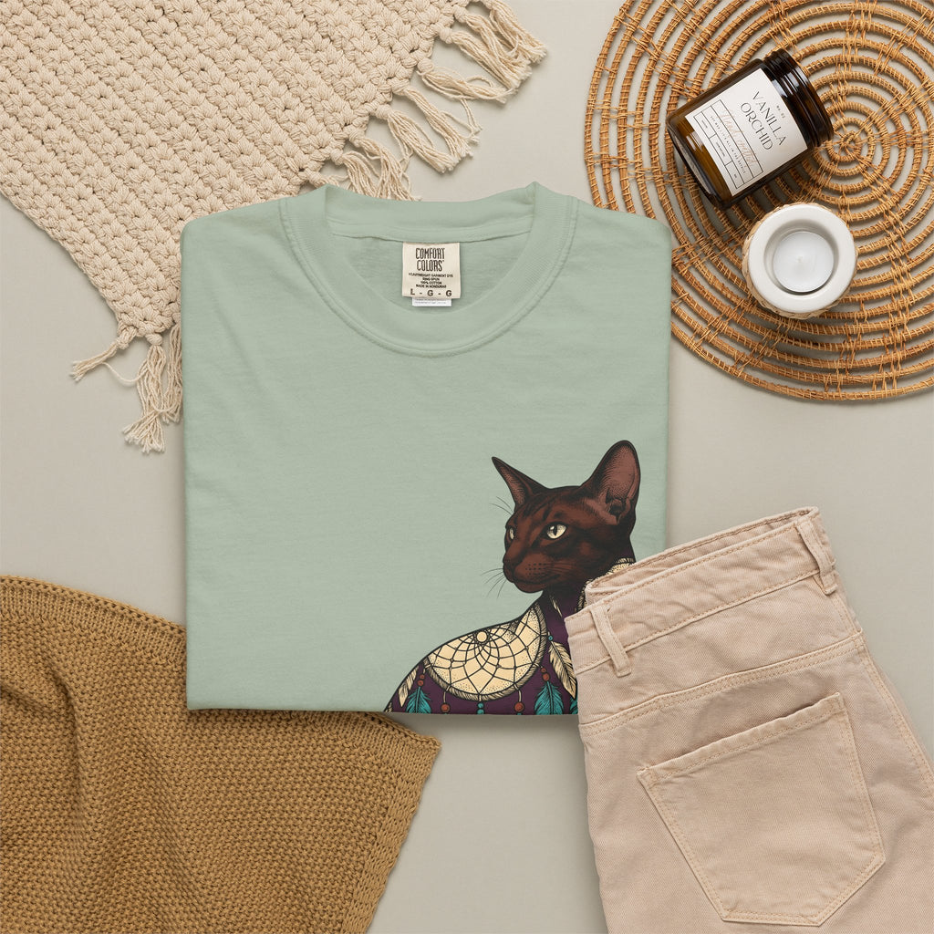 Feline Dreamcatcher Cat Metaphysical Gift Tribal Cat Dreamer Cat Fan Spiritual Mystical Doodle T-Shirt