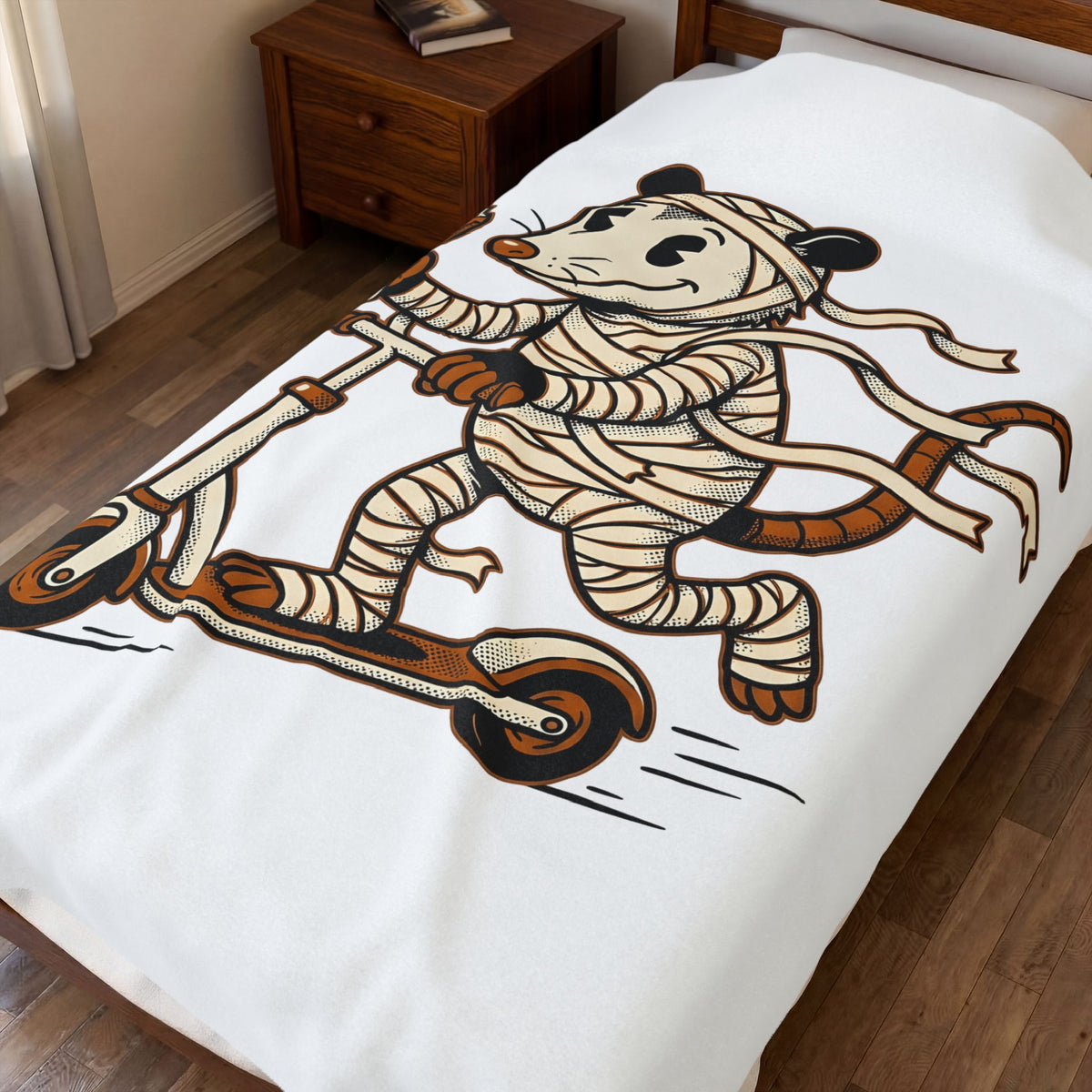 Mother Possum Blanket Halloween Fauna Gift Women Line Art Blanket Opossum Blanket Spooky Fan Halloween Drawing Graphic Sketch Scooter Ride Blanket