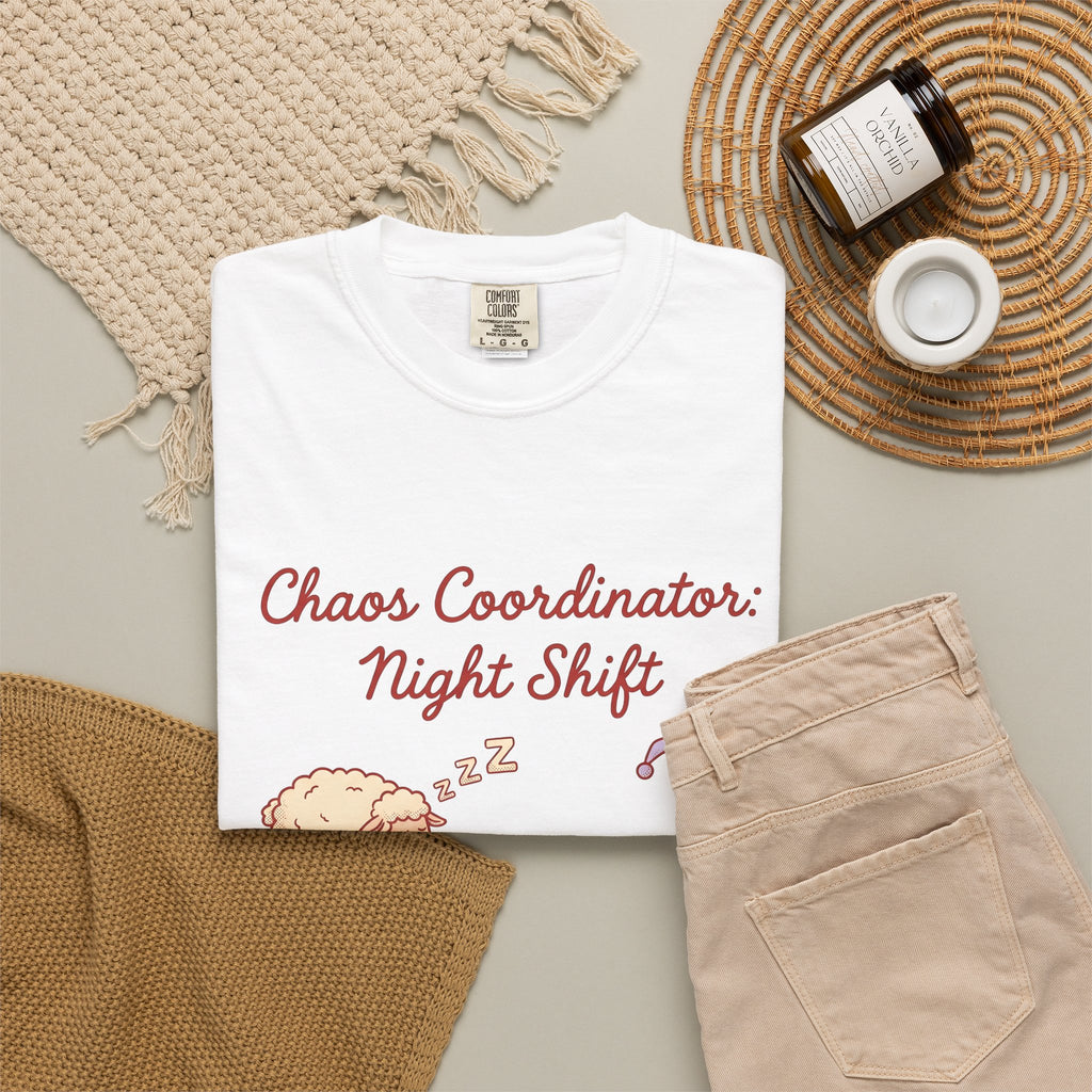 Sleep Items Print T-Shirt Moms Sleepytime Gift Women Line Art T-Shirt Bedtime T-Shirt Motherhood Enthusiast Illustration Design Slumber Graphic