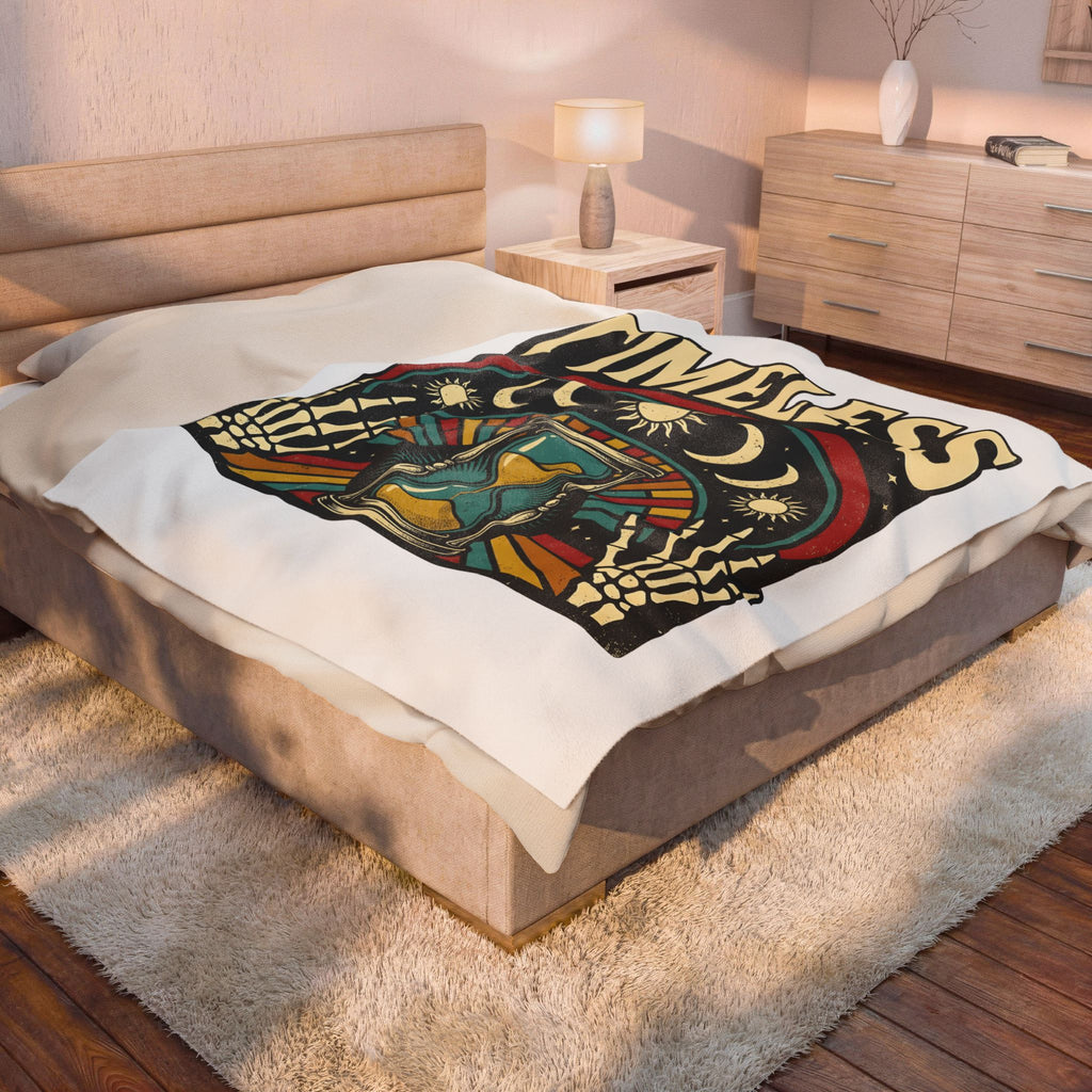 Skull Hourglass Blanket Boho Chic Astrology Gift Women Trippy Blanket Death Symbol Blanket Hippie Fan Psychedelic Blanket Zodiac Graphic Retro