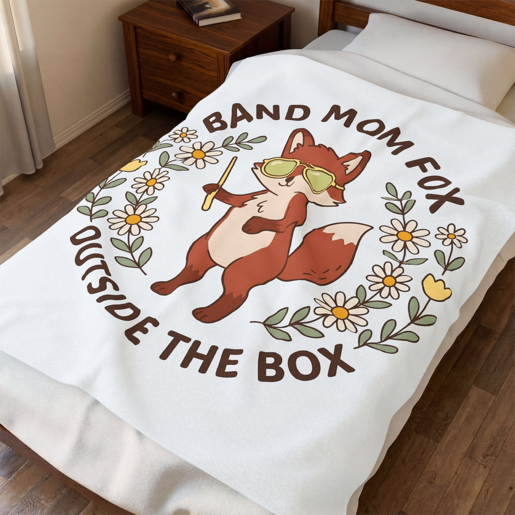 Fox Drawing Blanket Moms Creatures Gift Women Sweet Blanket Fox Blanket Mother Fan Cute Blanket Animal Graphic Comic Floral Blanket
