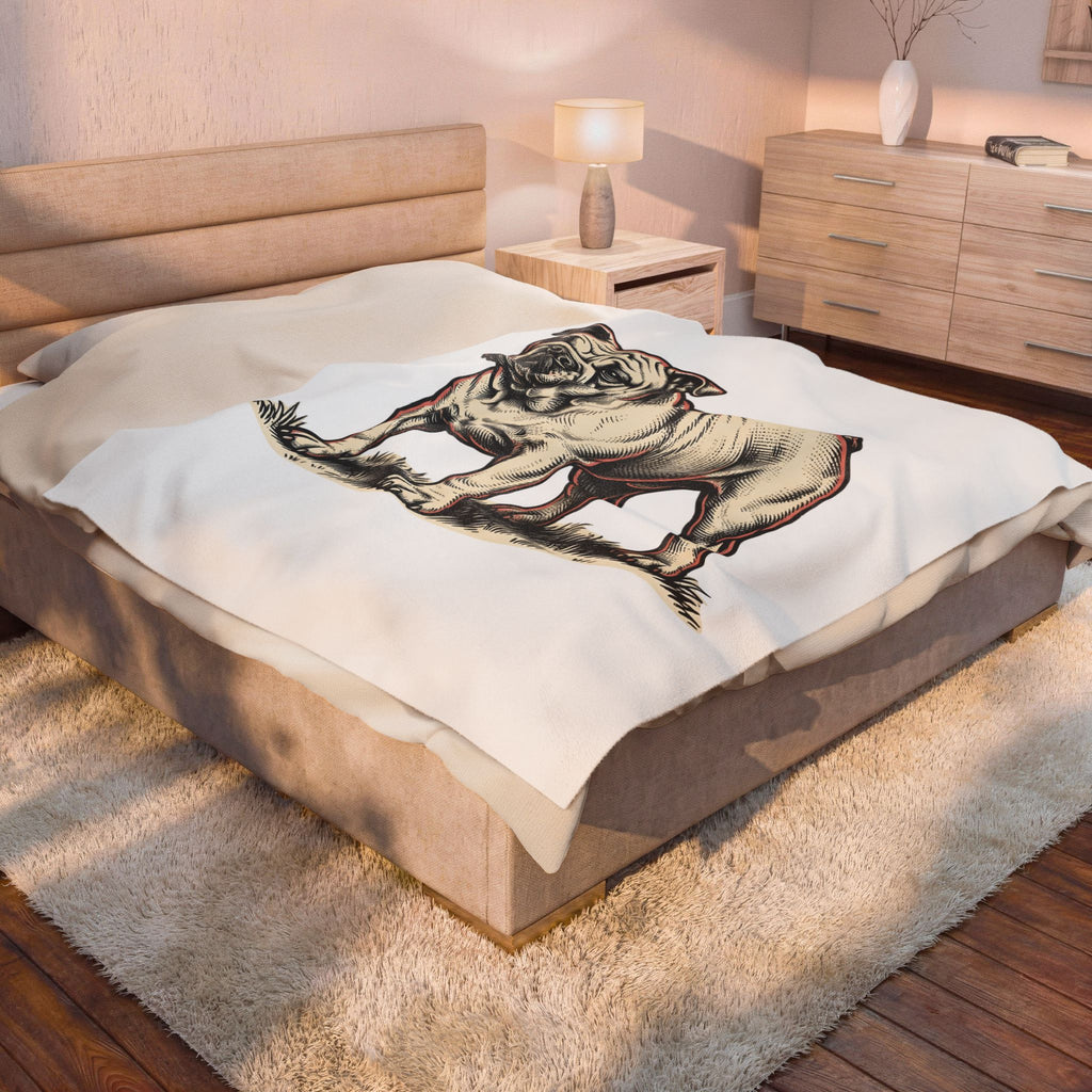 Bulldog Dog Blanket Dog Pets Gift Women Vintage Blanket Bulldog Blanket Dog Fan Bulldog Blanket Animal Graphic Hand Drawn Grass Blanket