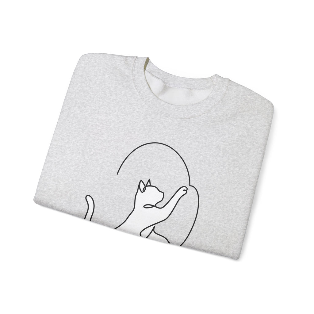 Cat Sketch Sweatshirt Cat Creatures Gift Women Basic Sweatshirt Kitten Sweatshirt Cat Fan Feline Sweatshirt Simple Illustration Animal Graphic Geometric Heart