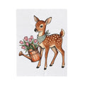 Newborn Fawn Blanket Easter Season Gift Women Playful Blanket Fawns Blanket Spring Fan Whimsical Blanket Seasonal Graphic Retro Wildflowers Blanket