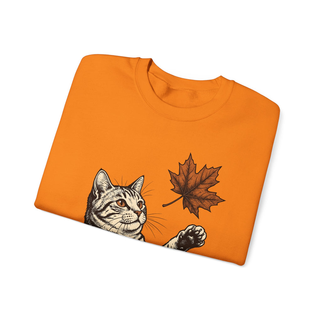 Tabby Cat Sweatshirt Cat Autumn Gift Women Vintage Sweatshirt Kitty Sweatshirt Feline Fan Retro Sweatshirt Fall Graphic Hand Drawn Maple Leaf Sweatshirt