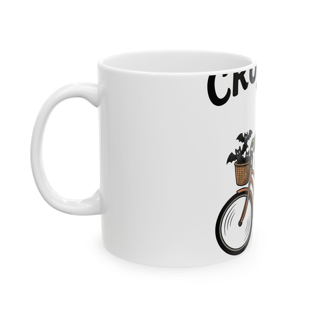 Witch Cycle Mug Halloween Prank Gift Women Doodle Mug Witchcraft Mug Horror Fan Witchy Mug Prank Graphic Classic Bat Silhouette