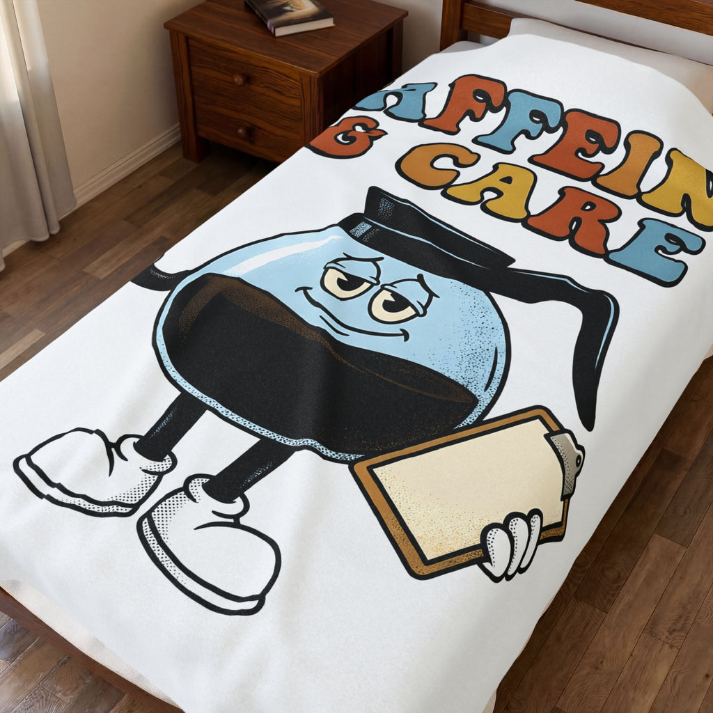 Coffee Pot Character Blanket Nurses Coffee Gift Women Cartoon Blanket Coffee Maker Blanket Nurse Fan Cartoony Blanket Caffeine Graphic Retro